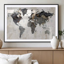 Abstract Map Printing - Modern World Map Canvas Wall Art for