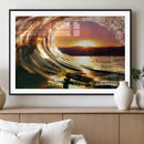 Golden Wave Sunset Triptych Canvas Art, Giclee Canvas Print