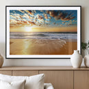 Golden Sunset Beach Print Canvas Wall Art, Giclee Canvas