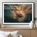 Ocean Wave Sunset Canvas Wall Art – Triptych Seascape Print