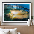 Ocean Wave at Sunset Canvas Art, Large Wall Print of Vibrant
