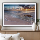 Sea Ocean Sunset Beach Wall Art Canvas Print