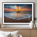 Sunset Beach Canvas Wall Art – Colorful Ocean Waves Triptych