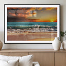 Golden Sunset Beach Canvas Wall Art – Triptych Seascape