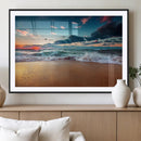 Sunset on Beach Wall Art Ocean Beach Canvas Print