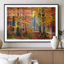 Autumn Red Forest Triptych Canvas Wall Art Print, Forest