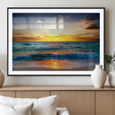Vibrant Ocean Sunrise Over Golden Beach Waves, Giclee Canvas by MyGreatCanvas | Canvas Wall Art Prints | Photo Prints & Wall Decor