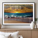 Ocean Sunrise Over Golden Beach Waves, Giclee Canvas Wall