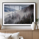 Beautiful Rising Fog in Winter Mountain Landscape- Framed