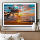 Palm Tree Sunset On The Beach Wall Art Canvas, Framed Palm by MyGreatCanvas | Canvas Wall Art Prints | Photo Prints & Wall Decor