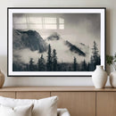 Large Foggy Mountain Forest Wall Art Canvas Print | Misty