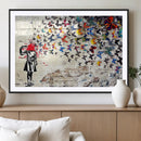Banksy Art Butterfly Girl Explosion Canvas Art – Vibrant