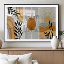 Modern Boho Sun and Leaf Abstract Art – 3-Panel Giclée