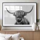 Grayscale Scottish Highland Cow Cattle Art Print Farmhouse by MyGreatCanvas | Canvas Wall Art Prints | Photo Prints & Wall Decor