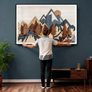 Woodland Mountain Landscape Triptych, Giclee Canvas Art for