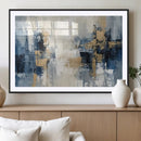 Modern Abstract Canvas Wall Art in Blue and Gold Tones |