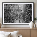 Winter Ski Lift Black and White Canvas Wall Art – Alpine