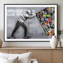 Banksy Art Behind the Curtain Street Wall Art Canvas Print |