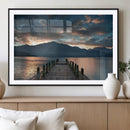 Mountain Lake Wood Pier Canvas Wall Art Nature Lake Print