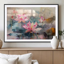 Lotus Flower Wall Art | 3-Panel Giclee Canvas Print of Pink
