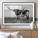 Texas Black White Highland Longhorn Cow Wall Art Canvas by MyGreatCanvas | Canvas Wall Art Prints | Photo Prints & Wall Decor
