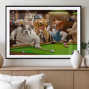Dogs Playing Pool Canvas Wall Art Funny Gifts Dog Print