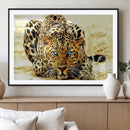 Blue-Eyed Leopard Canvas Wall Art - Framed Animal Print