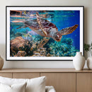 Underwater Coral Reef Sea Turtle Wall Art Canvas Print,
