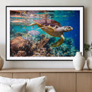 Sea Turtle Wall Art Canvas Print – Vibrant Ocean Coral Reef