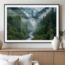 Mountain Forest River Canvas Wall Art Print - Serene Nature