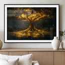 Golden Tree of Life Canvas Wall Art Print - Majestic Glowing