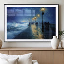 Abstract Stormy Ocean Pier Canvas Wall Art Print | Stormy