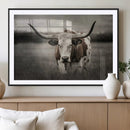 Texas Longhorn Cow Canvas Wall Art Print - Large Rustic