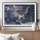 Large Abstract Blue and Gold Canvas Wall Art Fluid Ink