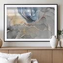 Large Abstract Blue and Gold Canvas Wall Art | Fluid Ink