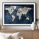 Vintage World Map Canvas Wall Art - Framed Map Print for