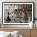 Butterfly Girl Wall Art – Vibrant Street Style Canvas Print,