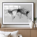 Flight Routes Air Traffic Map Canvas Wall Art - Framed -