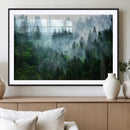 Misty Forest Wall Art Canvas Print – Framed Foggy Mountain