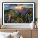 Mountain Sunset Panoramic Wall Art Canvas Print – Framed