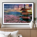 Mount Fuji Cherry Blossom Wall Art Canvas Print – Framed