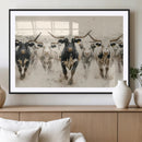 Texas Longhorn Wall Art – Framed Cattle Walking Canvas by MyGreatCanvas | Canvas Wall Art Prints | Photo Prints & Wall Decor