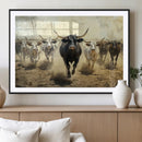 Texas Longhorn Wall Art – Framed Charging Cattle Canvas by MyGreatCanvas | Canvas Wall Art Prints | Photo Prints & Wall Decor