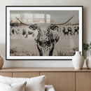 Texas Longhorn Wall Art Canvas Print – Framed Speckled Bull