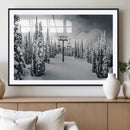 Snowy Pines Wall Art Canvas Print – Framed Ski Lift Winter