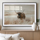 Texas Longhorn Wall Art Canvas Print – Framed Brown Horned