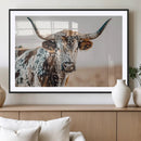 Texas Longhorn Wall Art – Framed Speckled Cow Canvas by MyGreatCanvas | Canvas Wall Art Prints | Photo Prints & Wall Decor