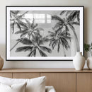 Black and White Palm Wall Art Canvas Print – Framed