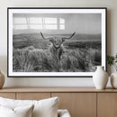 Monochrome Highland Cow Wall Art Canvas Print – Framed by MyGreatCanvas | Canvas Wall Art Prints | Photo Prints & Wall Decor