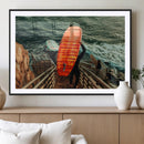 Surfer Stairway Wall Art – Framed Ocean Surf Canvas Artwork, by MyGreatCanvas | Canvas Wall Art Prints | Photo Prints & Wall Decor